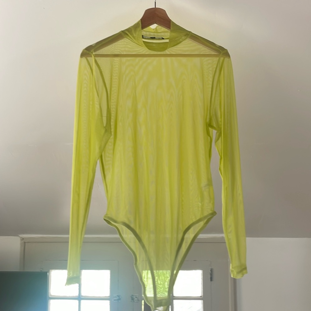 SOLD // Eloquii Lime Green Mesh bodysuit